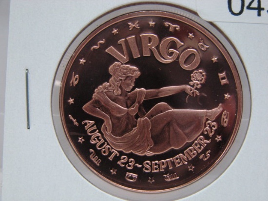 Virgo Zodiac 1 Oz Copper Art Round