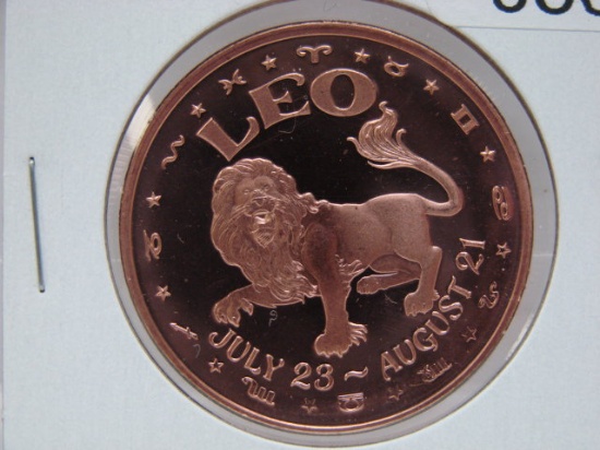 Leo Zodiac 1 Oz Copper Art Round
