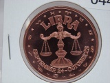 Libra Zodiac 1 Oz Copper Art Round