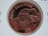 5- Happy Halloween 1 Oz Copper Art Rounds - Dealer Lot