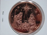 5- Merry Christmas Nativity 1 Oz Copper Art Rounds - Dealer Lot