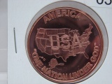 America One Nation Under God 1 Oz Copper Art Round