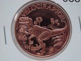 5- Velociraptor 1 Oz Copper Art Rounds - Dealer Lot