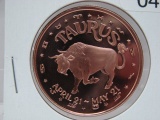 5- Taurus Zodiac 1 Oz Copper Art Rounds - Dealer Lot