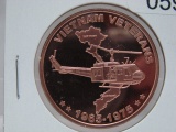 5- Vietnam Veterans 1 Oz Copper Art Rounds - Dealer Lot