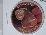 5- Georgia The Peach State Quarter 1 Oz Copper Art Rounds - Dealer Lot
