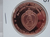 5- Purple Heart 1 Oz Copper Art Rounds - Dealer Lot