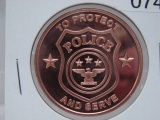 5- To Protect And Serve Police 1 Oz Copper Art Rounds - Dealer Lot