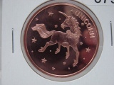5- Unicorn 1 Oz Copper Art Rounds - Dealer Lot