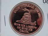 5- Don’t Tread On Me 1 Oz Copper Art Rounds - Dealer Lot