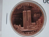 Sept 11 2001 We Shall Never Forget 1 Oz Copper Art Round