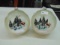 Two Animated Christmas Village Diorama Hanging Globe Ornaments - Battery-Operated