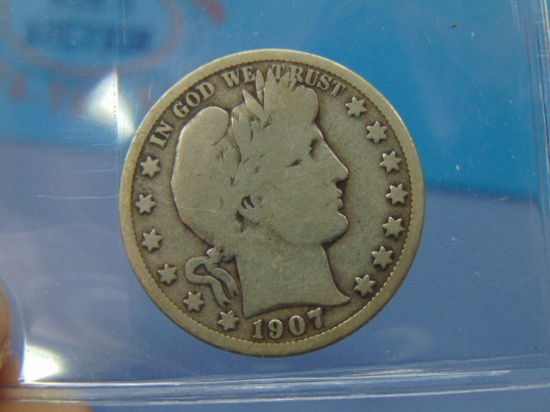 1907-D Barber Silver Half Dollar