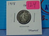 1918 France 50 Centimes Silver Coin