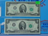 Two 1976 United States $2 Notes - Star Notes