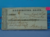 1853 Rochester Bank $150 Check