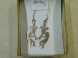 Pair Of Sterling Silver Kokopelli Dancer Earrings