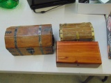 Three Small Wooden Chests - Lane & More