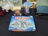 Three-Piece Lot - Monopoly, Stein, And Trash Can