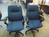 Two Large Blue Office Chairs