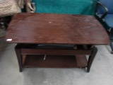 Wooden Lift-Top Coffee Table - On Wheels