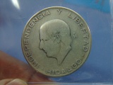 1955-Mo Mexico Five Pesos Silver Coin