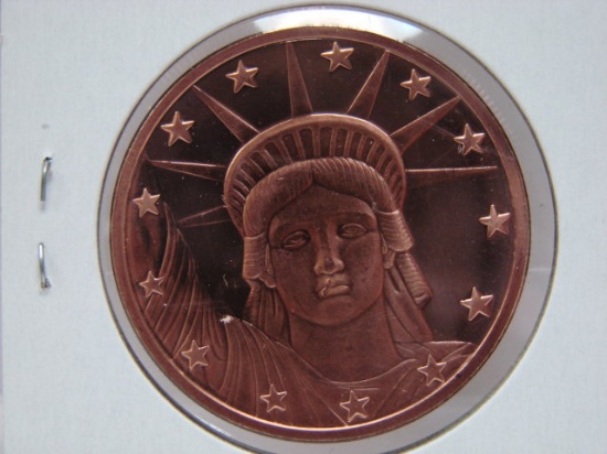 Statue Of Liberty 1 Oz Copper Art Round