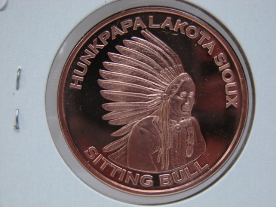 Hunkpapa Lakota Sioux Sitting Bull 1 Oz Copper Art Round