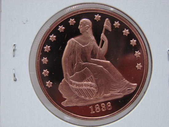 Liberty Seated Dollar 1 Oz Copper Art Round
