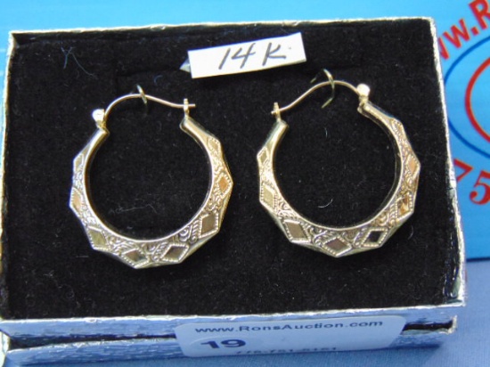 Beautiful 14k Gold Fancy Hoop Earrings