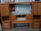 Oak Wood Queen-Size Pier Headboard With SIde Cabinets - With Box Spring & Mattress