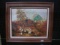 Original Framed Oil On Canvas - Country Scene With Geese