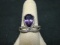 Sterling Silver Diamond-Accent Amethyst Ring - Size 7