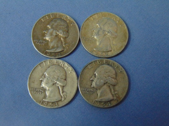 Four Washington Silver Quarters