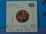2009 Doubled Die Error Lincoln Penny - BU