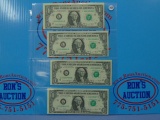 Four United States 1969-D $1 Notes - Unc