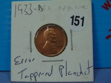1933-D Tapped Planchet Error Wheat Penny