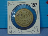 1920 Straits Settlements Half Dollar 50 Cents