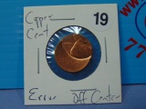 Off Center Strike Error Copper Cent