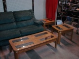 Wood & Glass Coffee Table Set - 3pc
