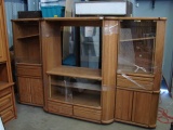 Huge Wood & Glass Wall Unit TV Stand/Entertainment Center