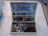 Vintage Jewelry Box Full Of Assorted Costume Jewelry