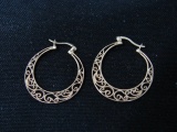 Pair Of Gold-Over-Sterling Filigree Hoop Earrings