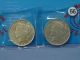 Two 1922 Peace Silver Dollars