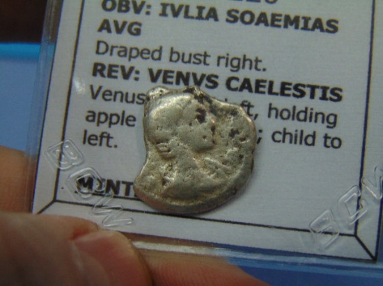 Ancient Roman Silver Denarius - Julia Soaemias