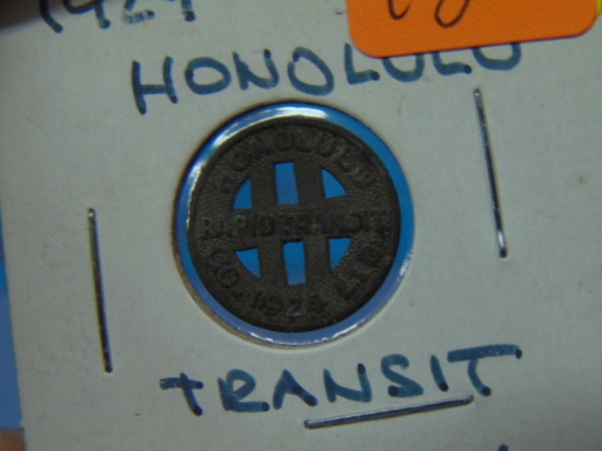 1924 Honolulu Transit Token - Rare