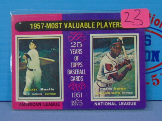 1975 Topps #195 1957 MVP Baseball Card - Mantle/Aaron
