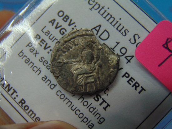 Ancient Roman Silver Denarius - Septimius Severus