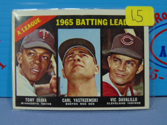 1966 Topps #216 A.L. Batting Leaders Card - Oliva/Yas/Davalillo