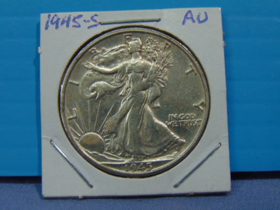 1945-S Walking Liberty Silver Half Dollar - AU